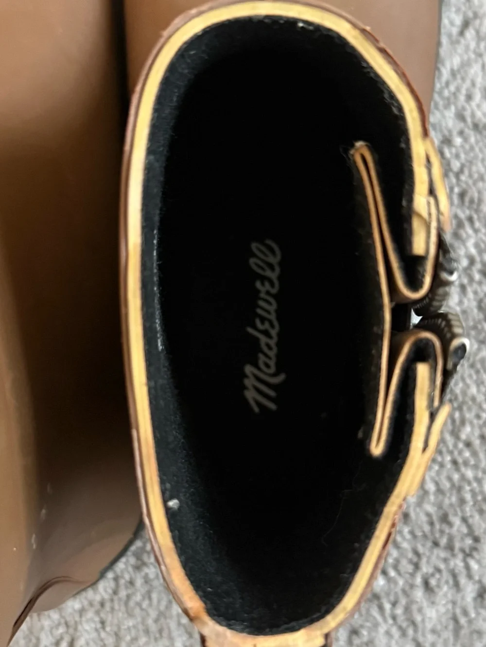 Madewell Women Brown Rain Boots Rubber Ankle Boots with Side Zipper